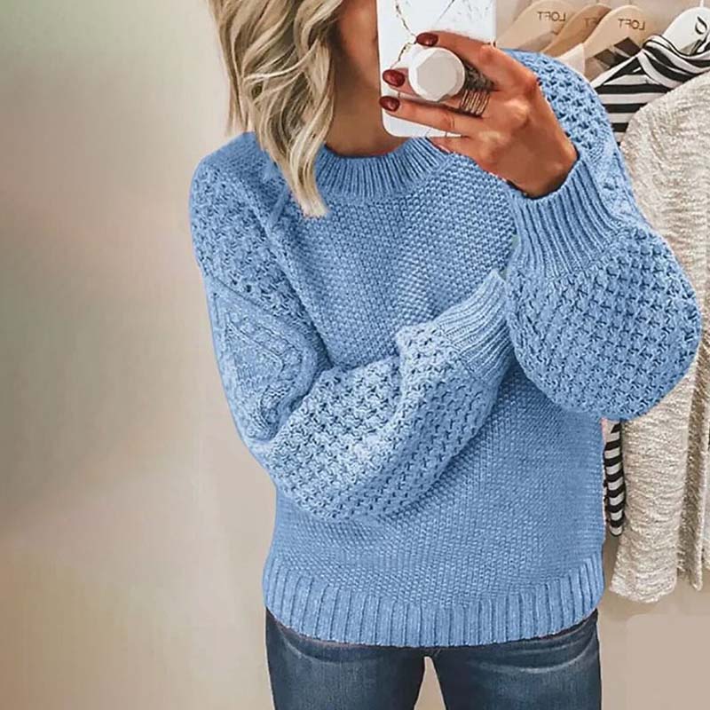 Maglione casual in maglia a tinta unita
