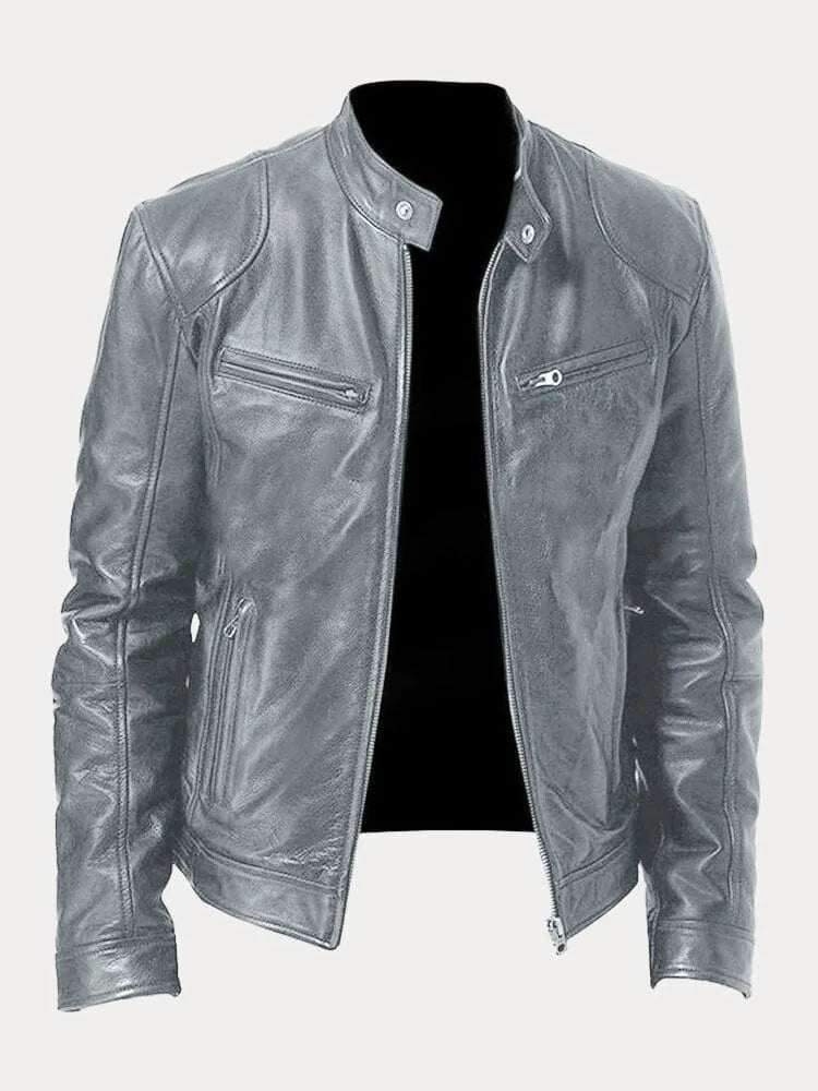 Giacca di pelle casual da uomo