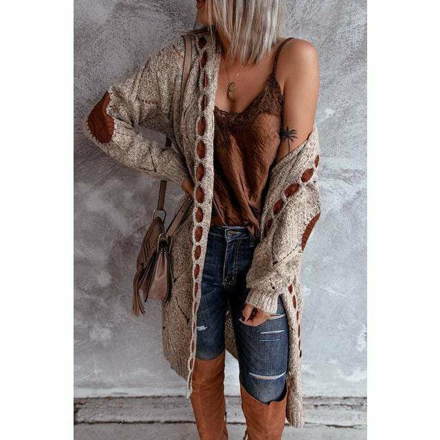 Cardigan lungo sciolto con cappuccio